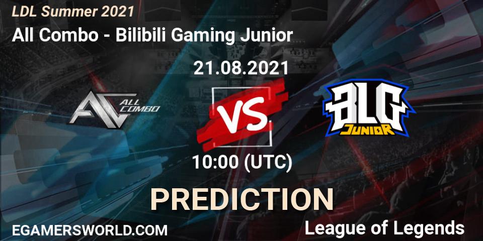 All Combo - Bilibili Gaming Junior: ennuste. 21.08.2021 at 10:20, LoL, LDL Summer 2021