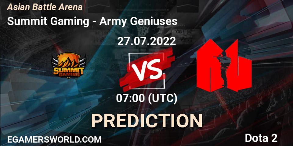 Summit Gaming - Army Geniuses: ennuste. 27.07.2022 at 07:13, Dota 2, Asian Battle Arena