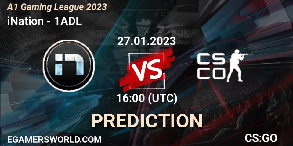 iNation - 1ADL: ennuste. 27.01.2023 at 16:00, Counter-Strike (CS2), A1 Gaming League 2023