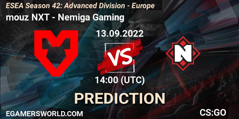 mouz NXT - Nemiga Gaming: ennuste. 13.09.2022 at 14:00, Counter-Strike (CS2), ESEA Season 42: Advanced Division - Europe