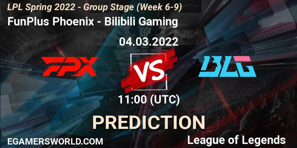 FunPlus Phoenix - Bilibili Gaming: ennuste. 04.03.2022 at 12:30, LoL, LPL Spring 2022 - Group Stage (Week 6-9)