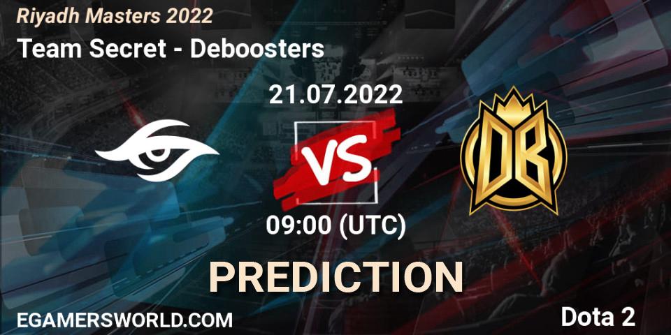 Team Secret - Deboosters: ennuste. 21.07.2022 at 09:02, Dota 2, Riyadh Masters 2022