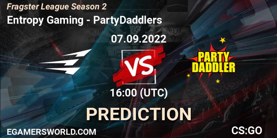 Entropy Gaming - PartyDaddlers: ennuste. 25.09.2022 at 16:00, Counter-Strike (CS2), Fragster League Season 2