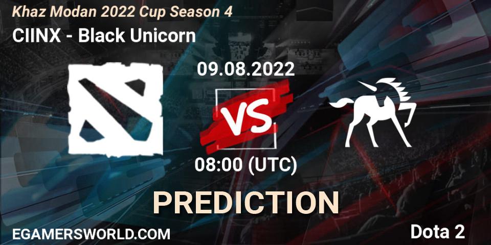 CIINX - Black Unicorn: ennuste. 09.08.2022 at 08:00, Dota 2, Khaz Modan 2022 Cup Season 4