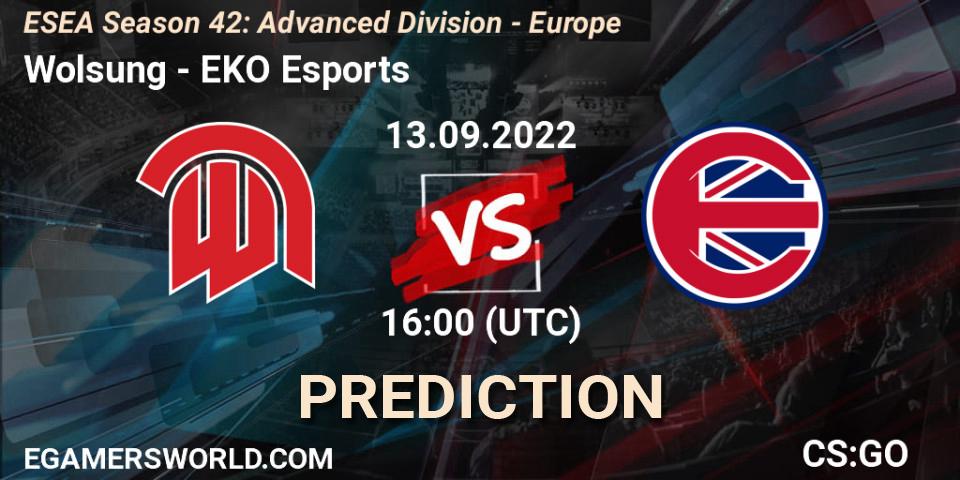 Wolsung - EKO Esports: ennuste. 13.09.2022 at 16:00, Counter-Strike (CS2), ESEA Season 42: Advanced Division - Europe