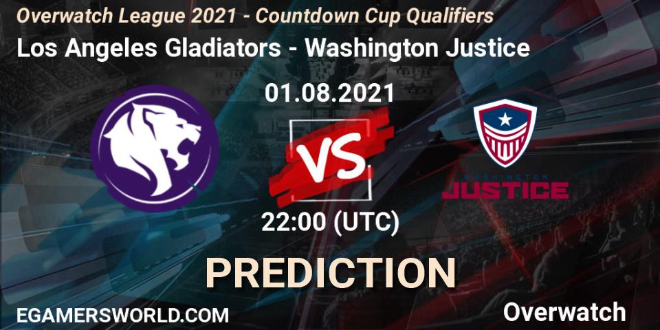 Los Angeles Gladiators - Washington Justice: ennuste. 01.08.2021 at 22:00, Overwatch, Overwatch League 2021 - Countdown Cup Qualifiers
