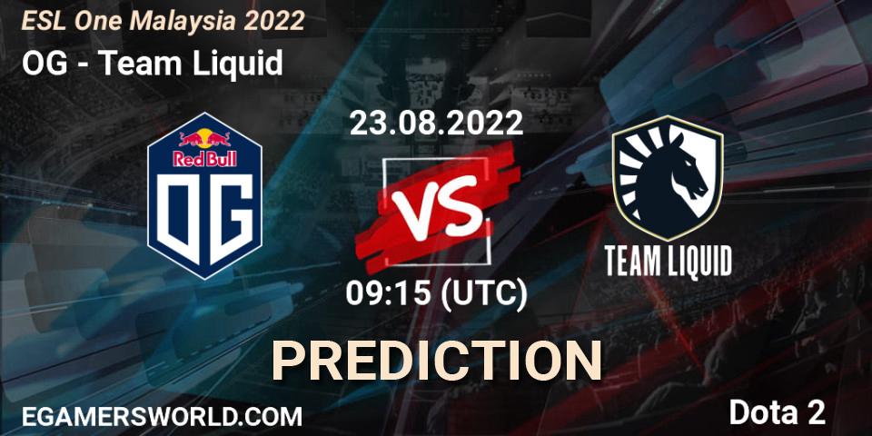 OG - Team Liquid: ennuste. 23.08.22, Dota 2, ESL One Malaysia 2022