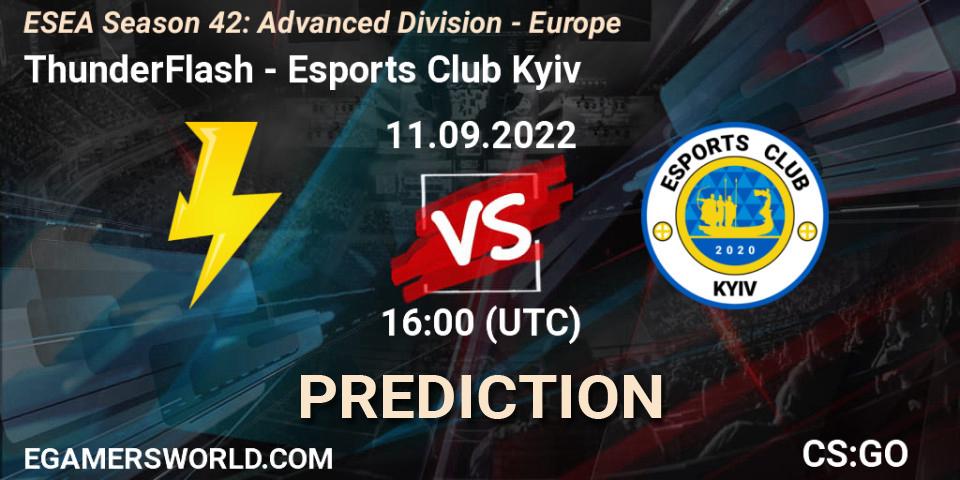 ThunderFlash - Esports Club Kyiv: ennuste. 11.09.2022 at 16:00, Counter-Strike (CS2), ESEA Season 42: Advanced Division - Europe