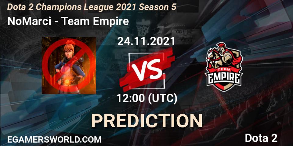 NoMarci - Team Empire: ennuste. 24.11.2021 at 09:01, Dota 2, Dota 2 Champions League 2021 Season 5