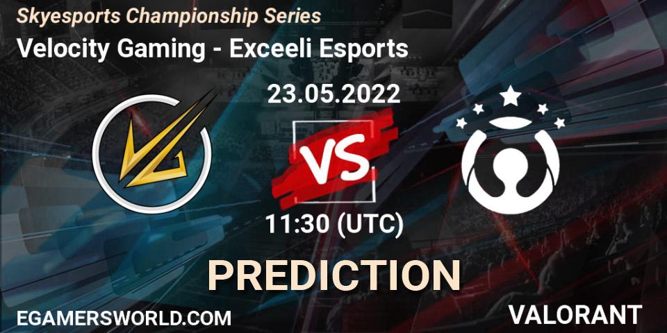 Velocity Gaming - Exceeli Esports: ennuste. 23.05.2022 at 11:30, VALORANT, Skyesports Championship Series