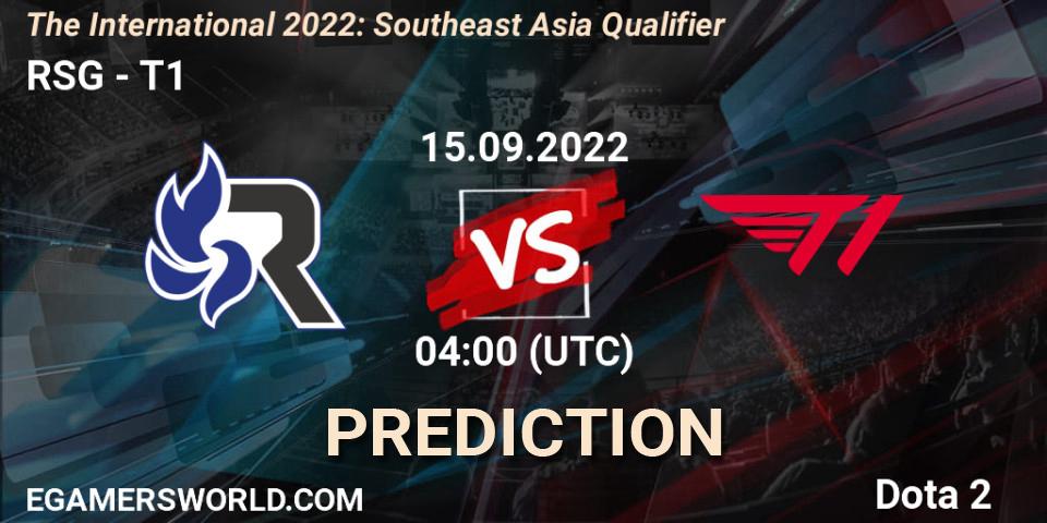 RSG - T1: ennuste. 15.09.2022 at 04:04, Dota 2, The International 2022: Southeast Asia Qualifier