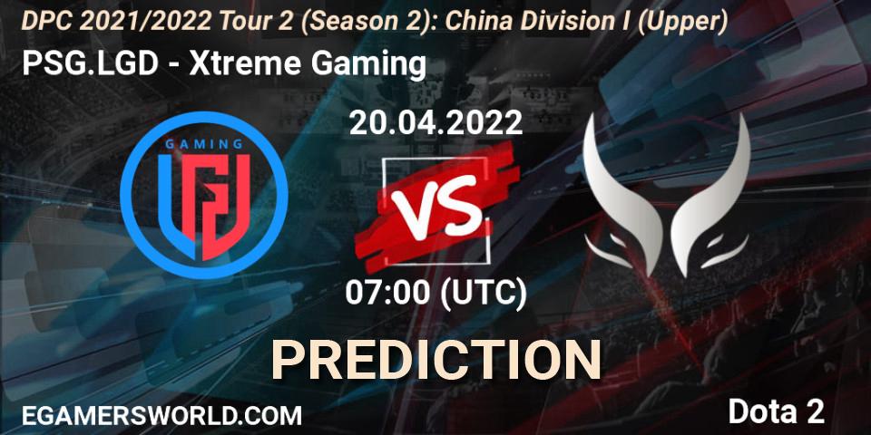 PSG.LGD - Xtreme Gaming: ennuste. 20.04.2022 at 07:03, Dota 2, DPC 2021/2022 Tour 2 (Season 2): China Division I (Upper)