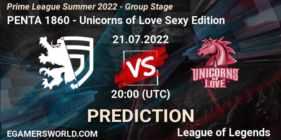 PENTA 1860 - Unicorns of Love Sexy Edition: ennuste. 21.07.2022 at 20:00, LoL, Prime League Summer 2022 - Group Stage