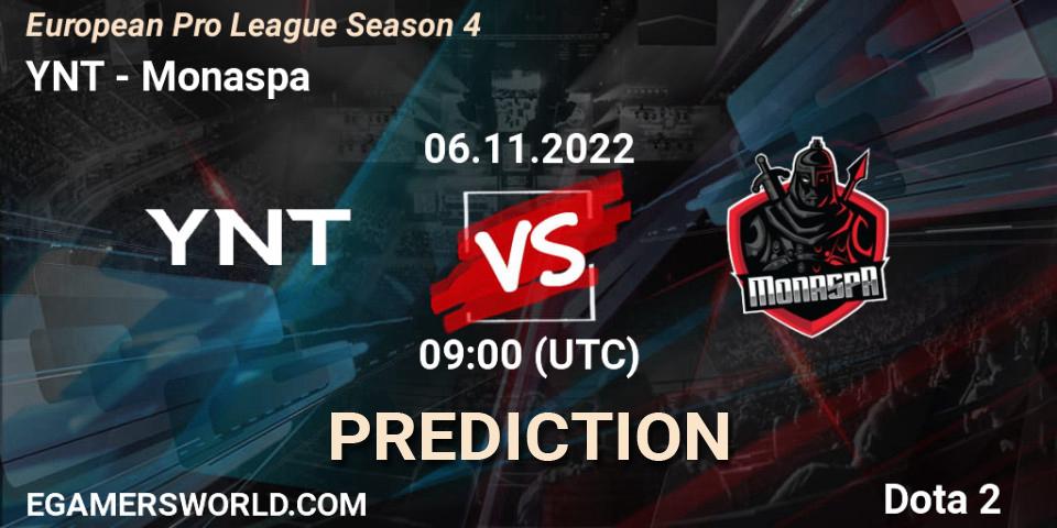 YNT - Monaspa: ennuste. 08.11.2022 at 10:03, Dota 2, European Pro League Season 4