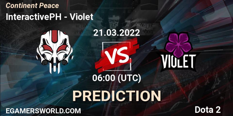InteractivePH - Violet: ennuste. 21.03.2022 at 06:19, Dota 2, Continent Peace