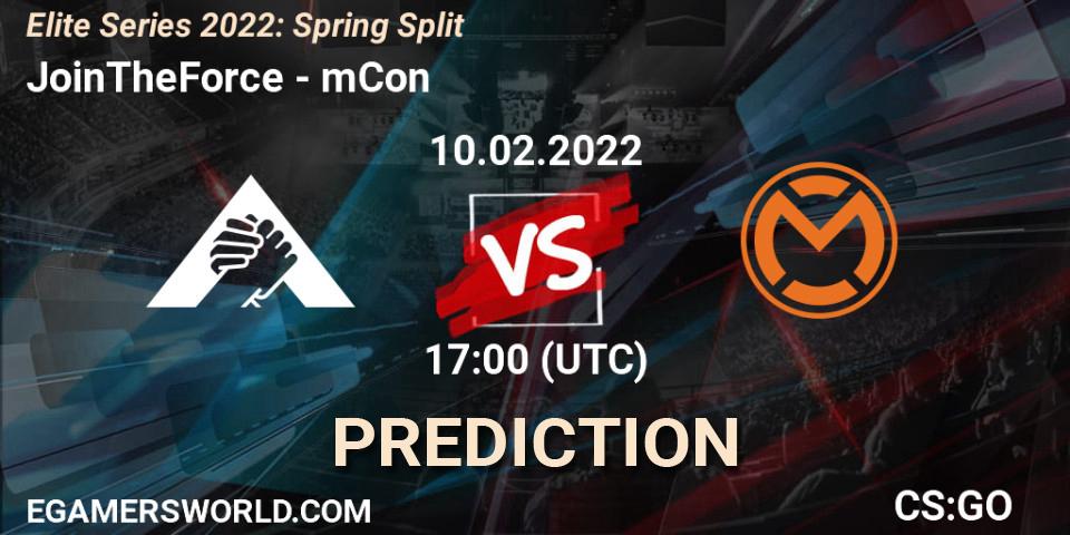 JoinTheForce - mCon: ennuste. 10.02.2022 at 17:00, Counter-Strike (CS2), Elite Series 2022: Spring Split