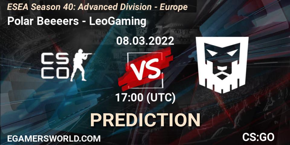 Polar Beeeers - LeoGaming: ennuste. 08.03.2022 at 17:00, Counter-Strike (CS2), ESEA Season 40: Advanced Division - Europe