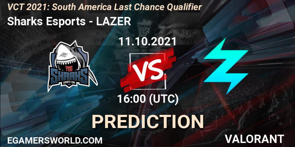 Sharks Esports - LAZER: ennuste. 11.10.2021 at 16:00, VALORANT, VCT 2021: South America Last Chance Qualifier
