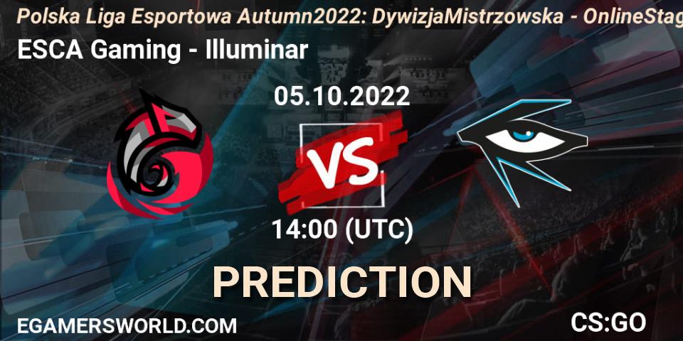 ESCA Gaming - Illuminar: ennuste. 09.11.2022 at 15:30, Counter-Strike (CS2), Polska Liga Esportowa Autumn 2022: Dywizja Mistrzowska - Online Stage