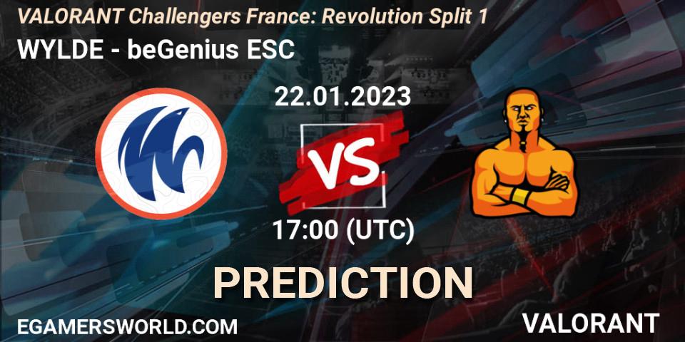 WYLDE - beGenius ESC: ennuste. 22.01.2023 at 17:00, VALORANT, VALORANT Challengers 2023 France: Revolution Split 1