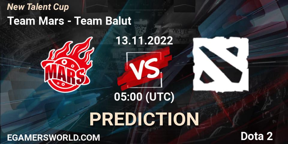 Team Mars - Team Balut: ennuste. 13.11.2022 at 05:03, Dota 2, New Talent Cup