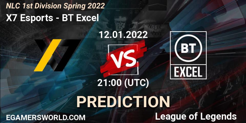 X7 Esports - BT Excel: ennuste. 12.01.22, LoL, NLC 1st Division Spring 2022