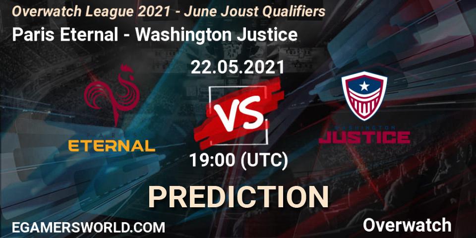 Paris Eternal - Washington Justice: ennuste. 22.05.2021 at 19:00, Overwatch, Overwatch League 2021 - June Joust Qualifiers
