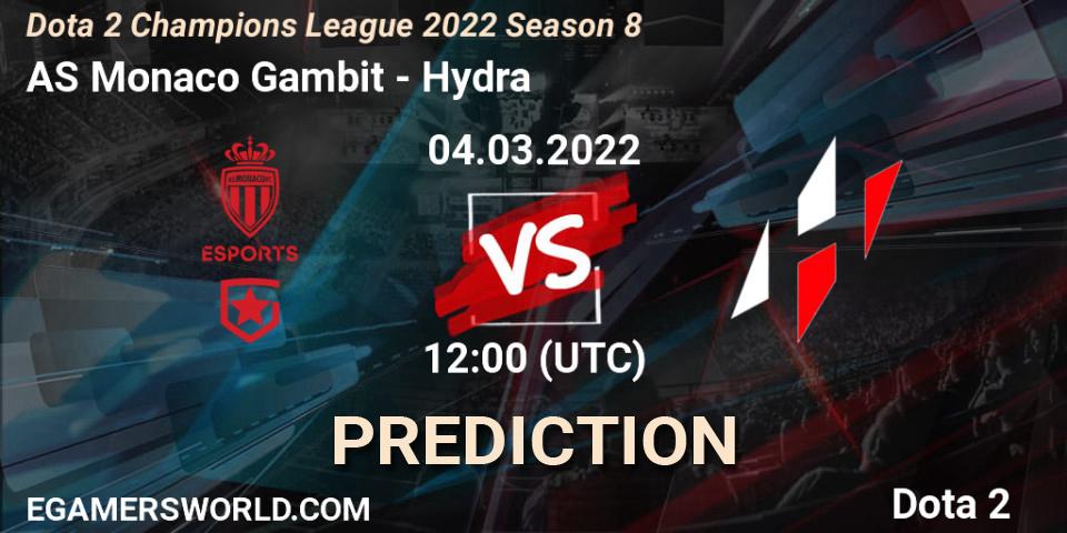 AS Monaco Gambit - Hydra: ennuste. 23.03.2022 at 12:00, Dota 2, Dota 2 Champions League 2022 Season 8