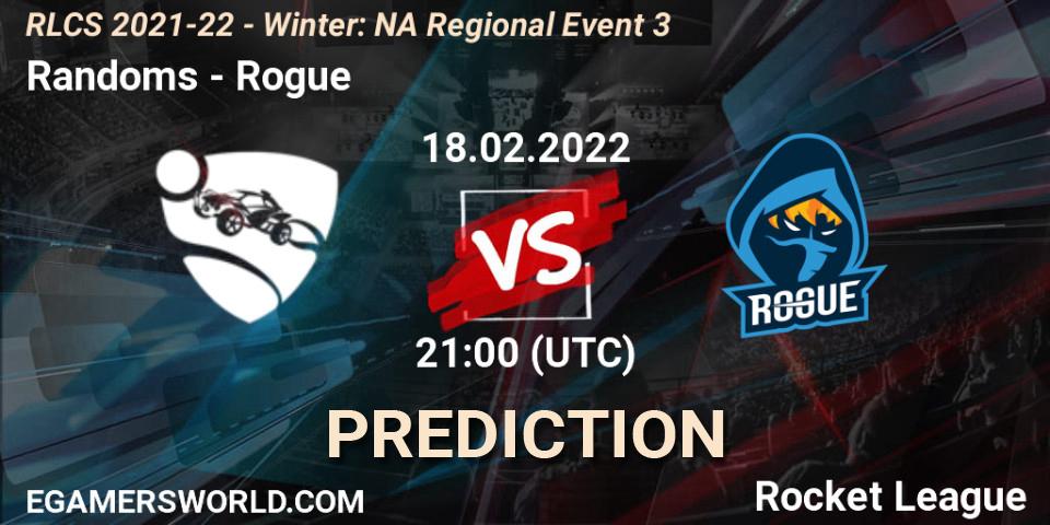 Randoms - Rogue: ennuste. 18.02.2022 at 21:30, Rocket League, RLCS 2021-22 - Winter: NA Regional Event 3