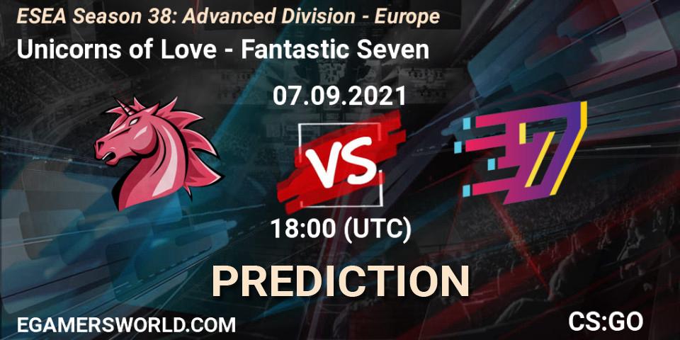 Unicorns of Love - Fantastic Seven: ennuste. 07.09.2021 at 18:00, Counter-Strike (CS2), ESEA Season 38: Advanced Division - Europe