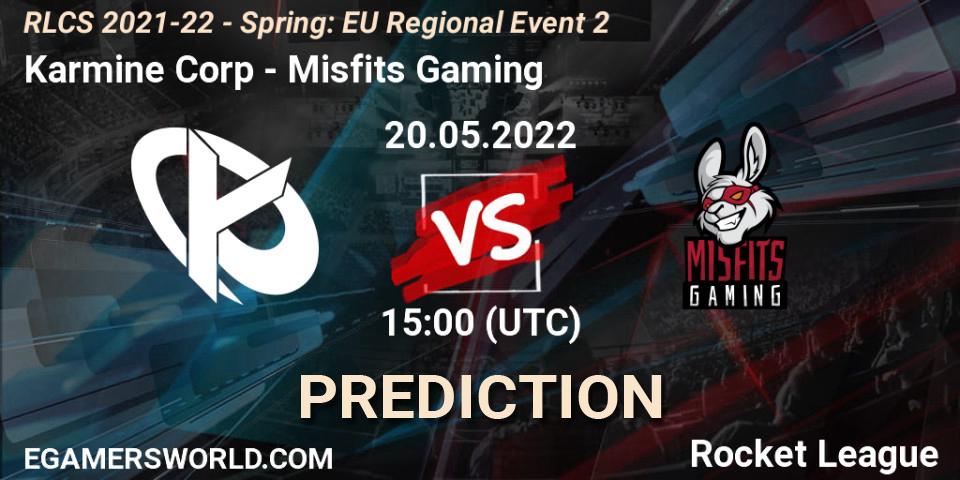Karmine Corp - Misfits Gaming: ennuste. 20.05.2022 at 15:00, Rocket League, RLCS 2021-22 - Spring: EU Regional Event 2