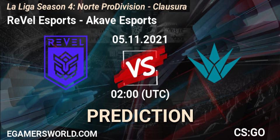 ReVel Esports - Akave Esports: ennuste. 05.11.2021 at 02:00, Counter-Strike (CS2), La Liga Season 4: Norte Pro Division - Clausura