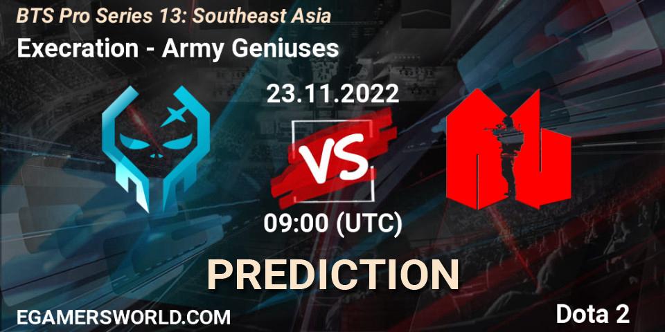 Execration - Army Geniuses: ennuste. 23.11.2022 at 09:04, Dota 2, BTS Pro Series 13: Southeast Asia