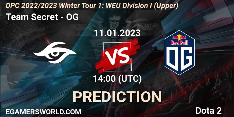 Team Secret - OG: ennuste. 11.01.2023 at 14:01, Dota 2, DPC 2022/2023 Winter Tour 1: WEU Division I (Upper)