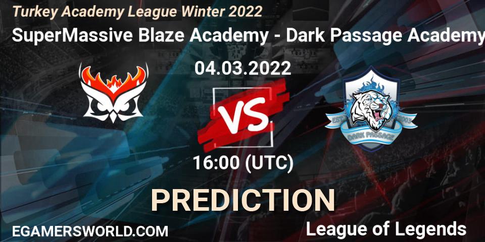 SuperMassive Blaze Academy - Dark Passage Academy: ennuste. 04.03.2022 at 16:00, LoL, Turkey Academy League Winter 2022