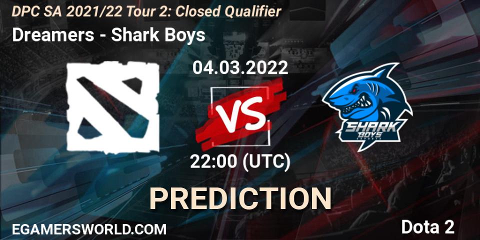 Dreamers - Shark Boys: ennuste. 04.03.2022 at 22:03, Dota 2, DPC SA 2021/22 Tour 2: Closed Qualifier