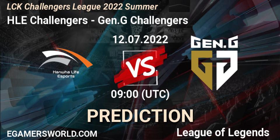 HLE Challengers - Gen.G Challengers: ennuste. 12.07.2022 at 09:00, LoL, LCK Challengers League 2022 Summer