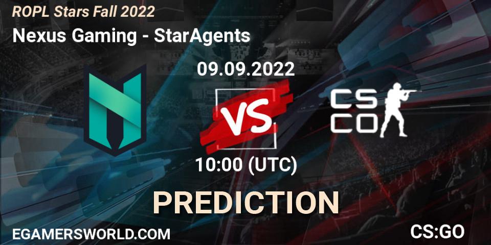 Nexus Gaming - StarAgents: ennuste. 10.09.2022 at 11:00, Counter-Strike (CS2), ROPL Stars Fall 2022