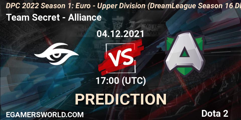 Team Secret - Alliance: ennuste. 04.12.21, Dota 2, DPC 2022 Season 1: Euro - Upper Division (DreamLeague Season 16 DPC WEU)