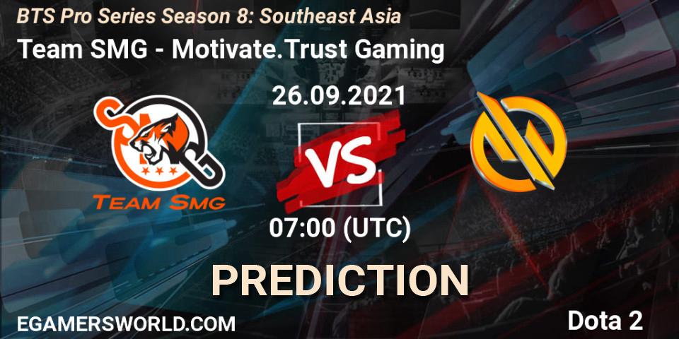 Team SMG - Motivate.Trust Gaming: ennuste. 26.09.2021 at 07:00, Dota 2, BTS Pro Series Season 8: Southeast Asia