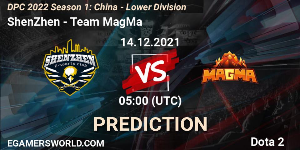 ShenZhen - Team MagMa: ennuste. 14.12.2021 at 04:56, Dota 2, DPC 2022 Season 1: China - Lower Division