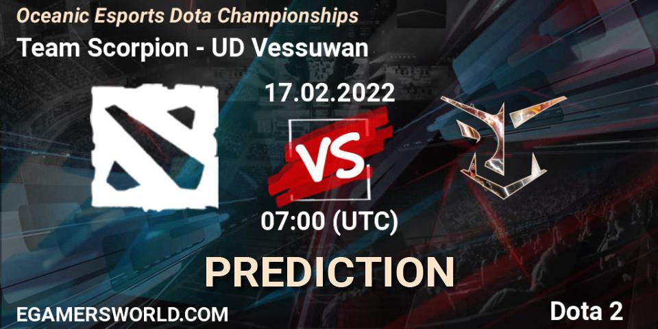 Team Scorpion - UD Vessuwan: ennuste. 17.02.2022 at 07:16, Dota 2, Oceanic Esports Dota Championships