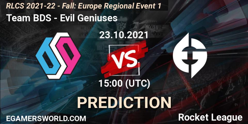 Team BDS - Evil Geniuses: ennuste. 23.10.2021 at 15:00, Rocket League, RLCS 2021-22 - Fall: Europe Regional Event 1