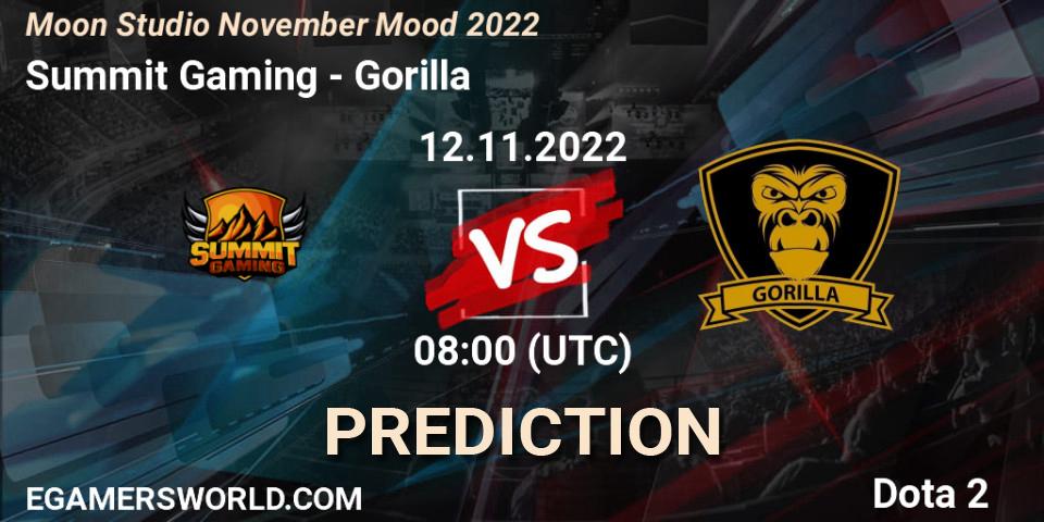 Summit Gaming - Gorilla: ennuste. 12.11.2022 at 08:12, Dota 2, Moon Studio November Mood 2022