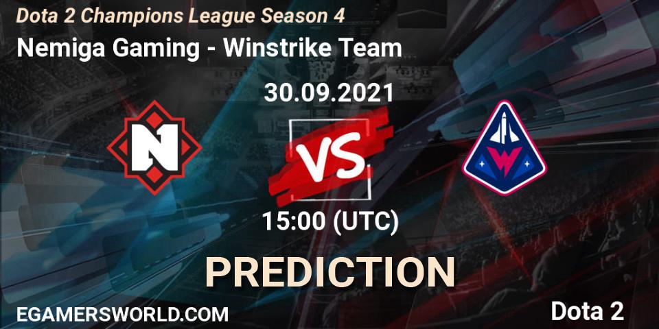 Nemiga Gaming - Winstrike Team: ennuste. 30.09.2021 at 15:00, Dota 2, Dota 2 Champions League Season 4
