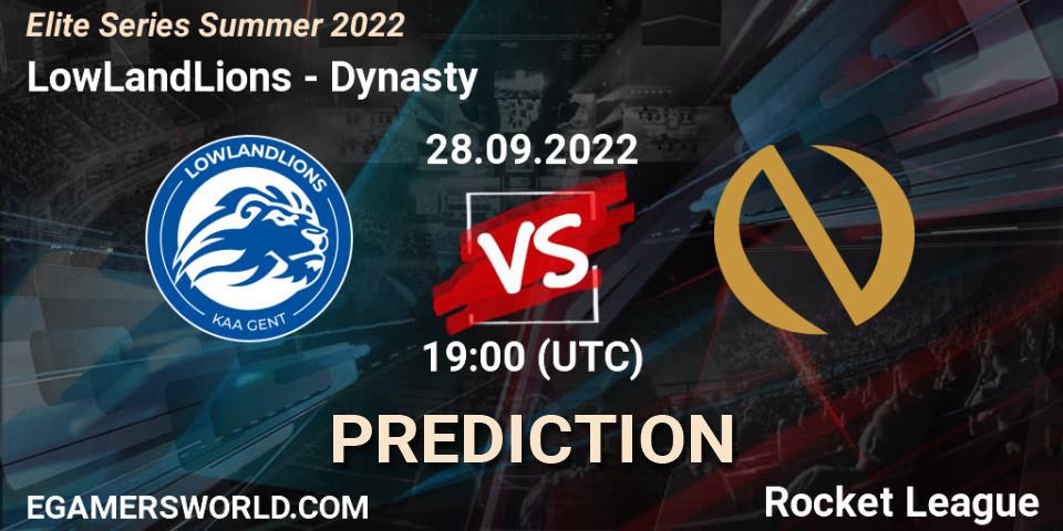 LowLandLions - Dynasty: ennuste. 28.09.2022 at 19:00, Rocket League, Elite Series Summer 2022