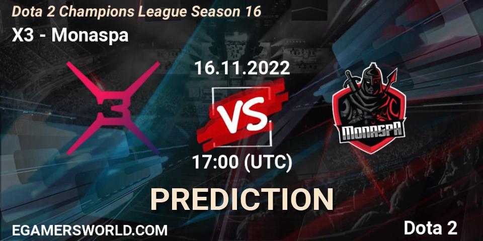 X3 - Monaspa: ennuste. 16.11.2022 at 17:23, Dota 2, Dota 2 Champions League Season 16