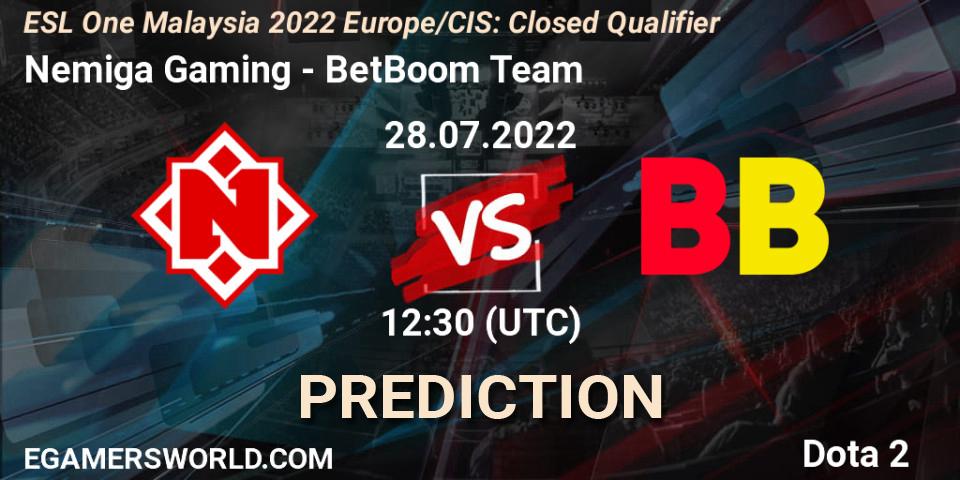 Nemiga Gaming - BetBoom Team: ennuste. 28.07.22, Dota 2, ESL One Malaysia 2022 Europe/CIS: Closed Qualifier