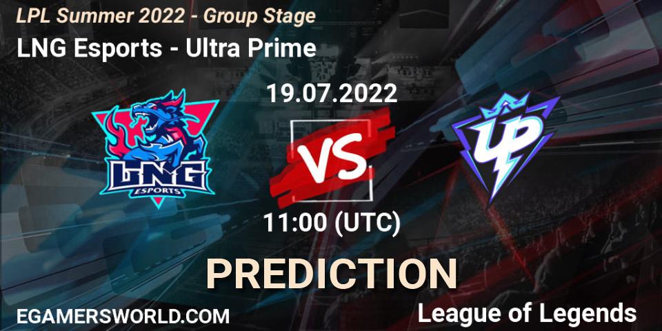 LNG Esports - Ultra Prime: ennuste. 19.07.2022 at 12:00, LoL, LPL Summer 2022 - Group Stage
