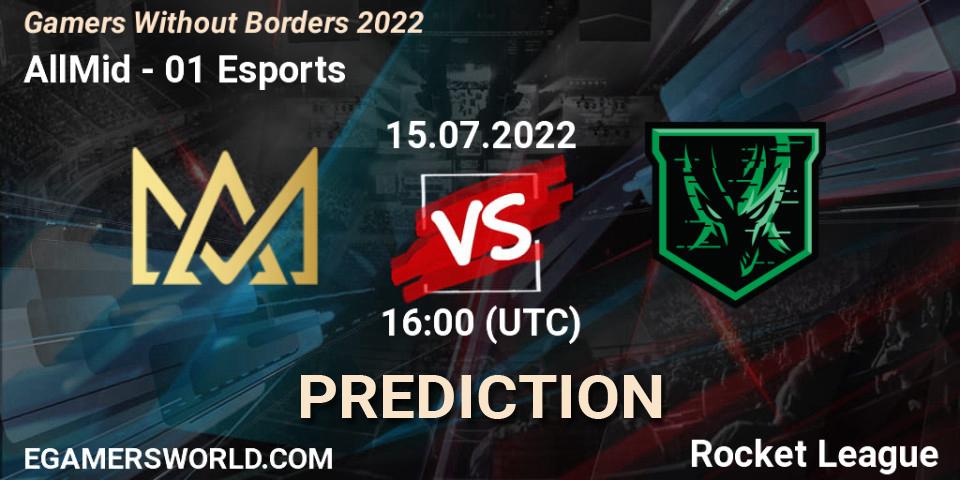 AllMid - 01 Esports: ennuste. 15.07.2022 at 16:00, Rocket League, Gamers Without Borders 2022